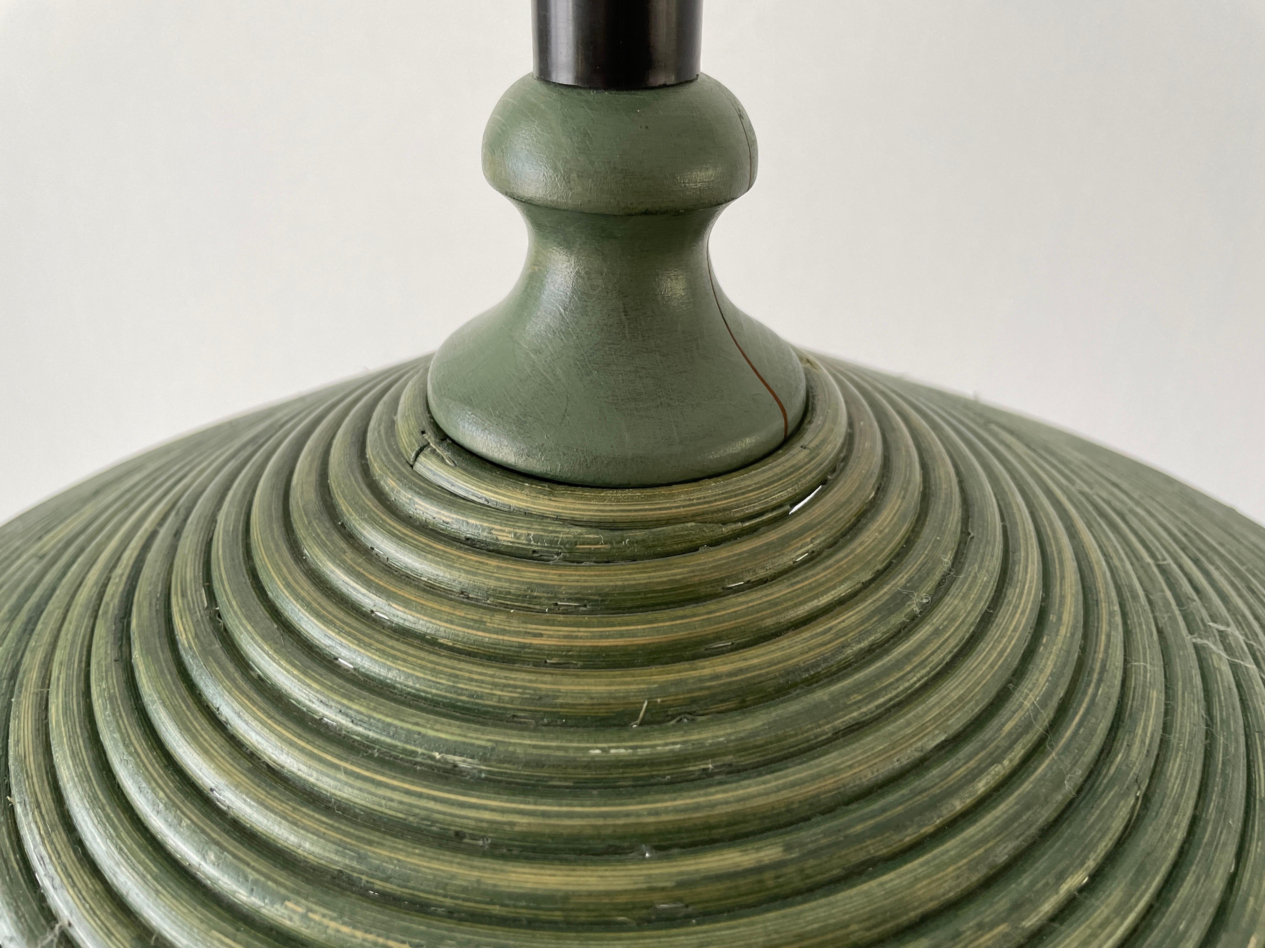 Wicker Green Bamboo Adjustable Pendant Lamp, 1980s, Germany For Sale