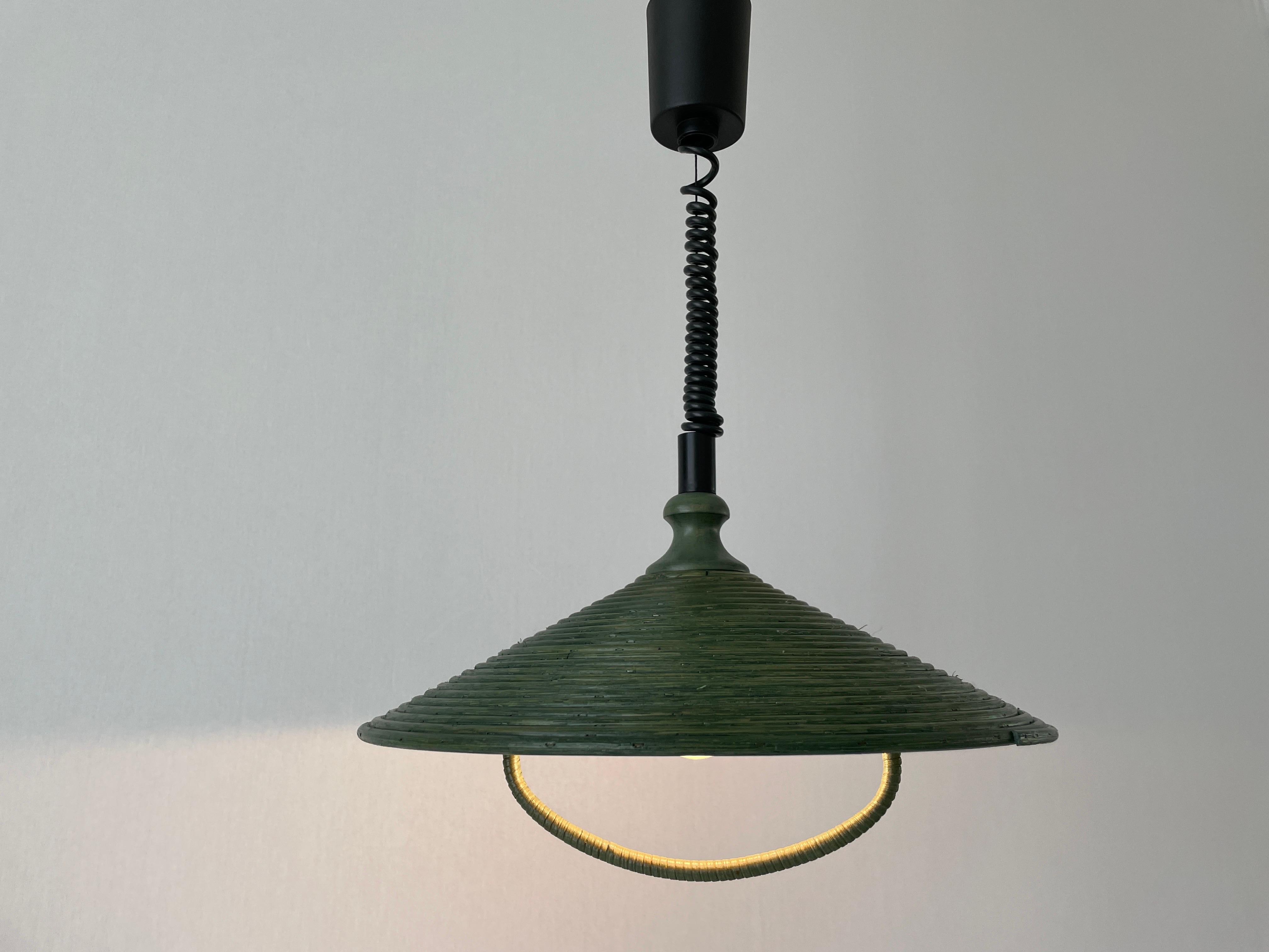 Green Bamboo Adjustable Pendant Lamp, 1980s, Germany For Sale 2