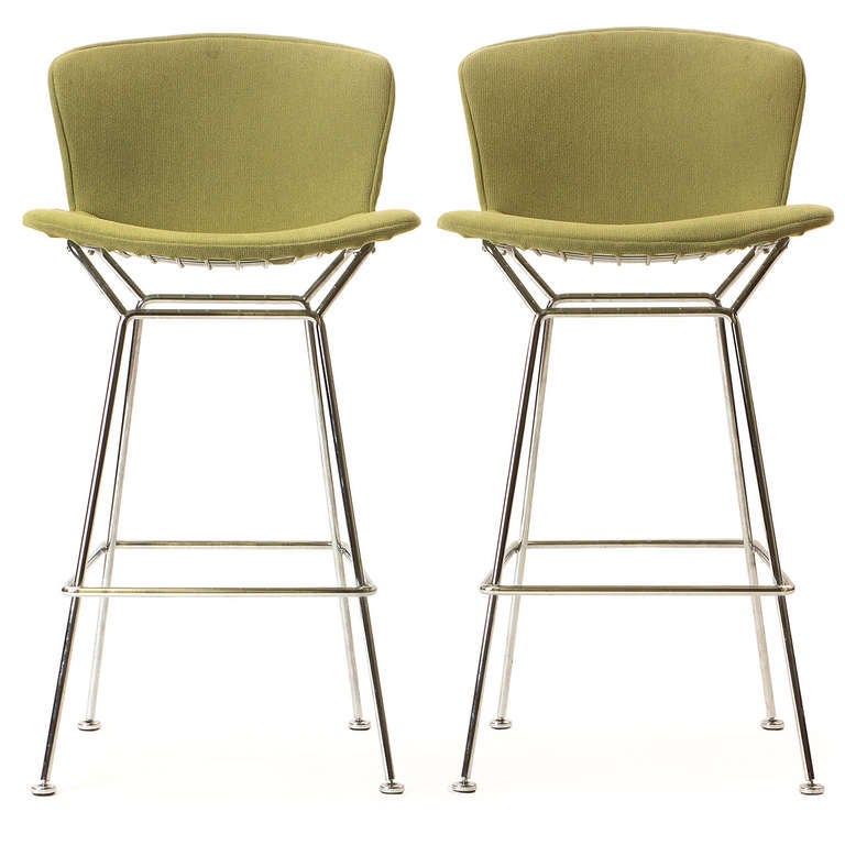 Steel Green Barstool by Harry Bertoia for Knoll For Sale