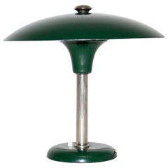 Lampe de bureau Art déco Bauhaus verte en métal par Max Schumacher, 1934, Allemagne