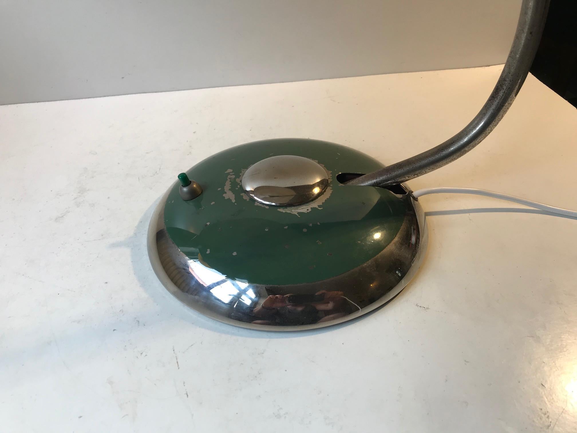 Mid-20th Century Green Bauhaus Desk Lamp by Helo Leuchten Germany, 1940s For Sale
