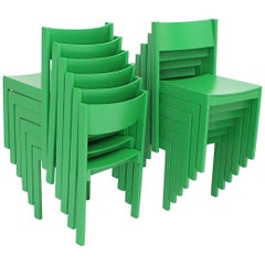 Green Beech Mid-Century Modern Vintage Set of Twelve Dining Chairs 1950s Austria