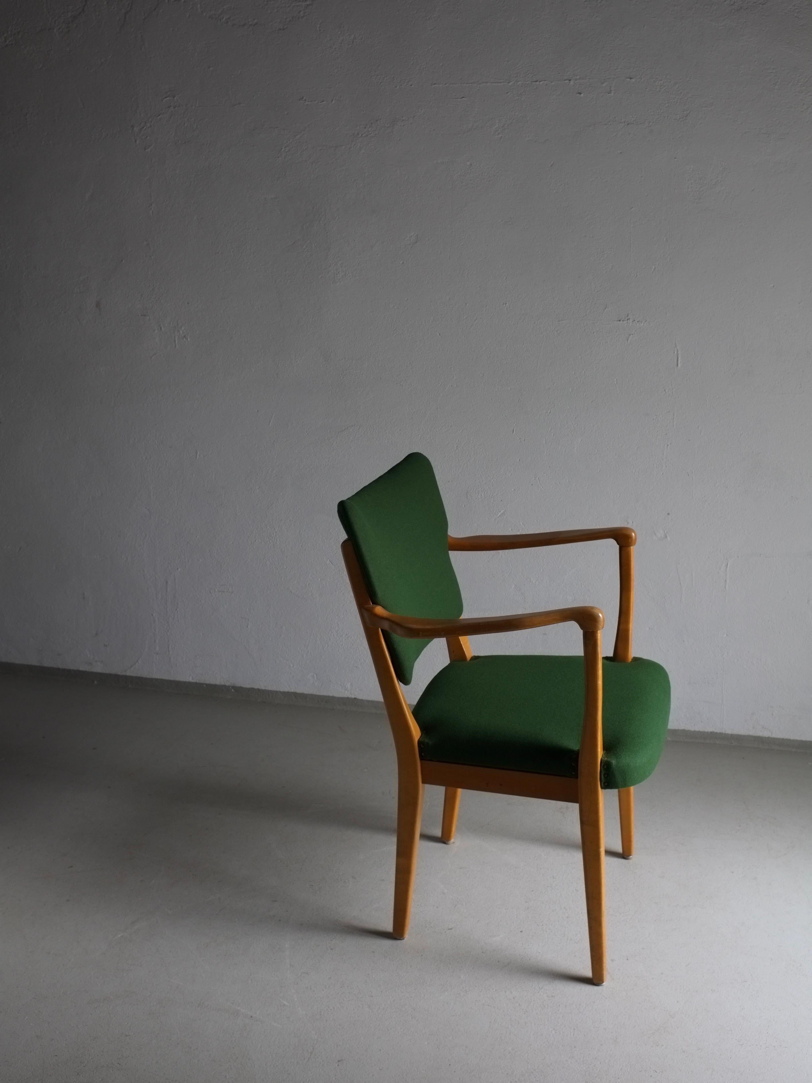 Scandinavian Modern Green Beechwood Armchair, Nordiska Kompaniet, Sweden 1940s For Sale