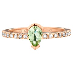 Or rose 18 carats, béryl vert et diamants  Bague de fiançailles