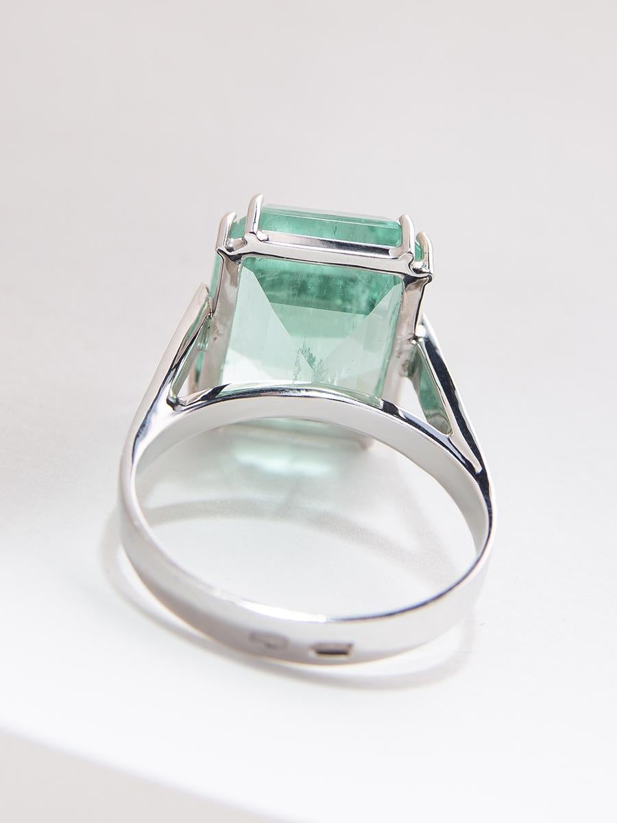 Bague de fiançailles en or avec béryl vert et diamants, bijouterie d'émeraude style Art déco 7