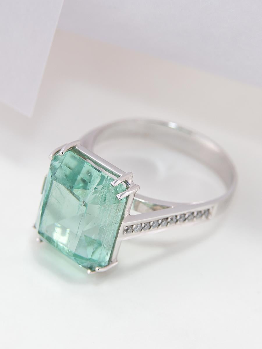  Bague de fiançailles en or avec béryl vert et diamants, bijouterie d'émeraude style Art déco Unisexe 