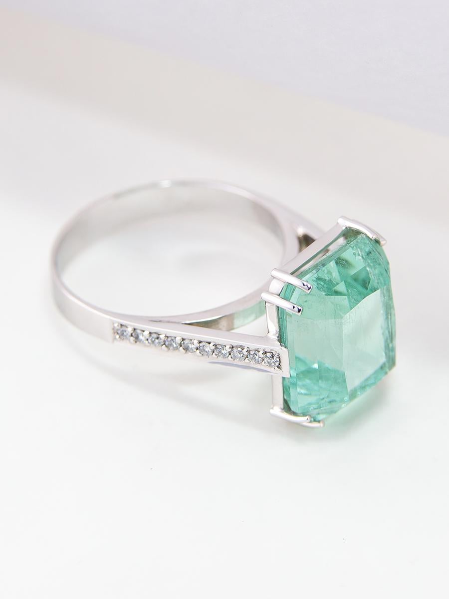 Emerald Cut Green Beryl Diamond Engagement Gold Ring Emerald Jewelry Art Deco style