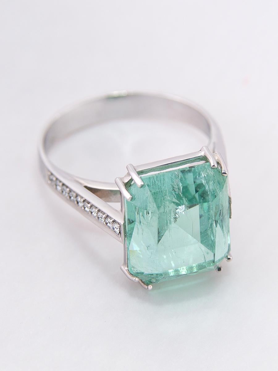 Bague de fiançailles en or avec béryl vert et diamants, bijouterie d'émeraude style Art déco 4