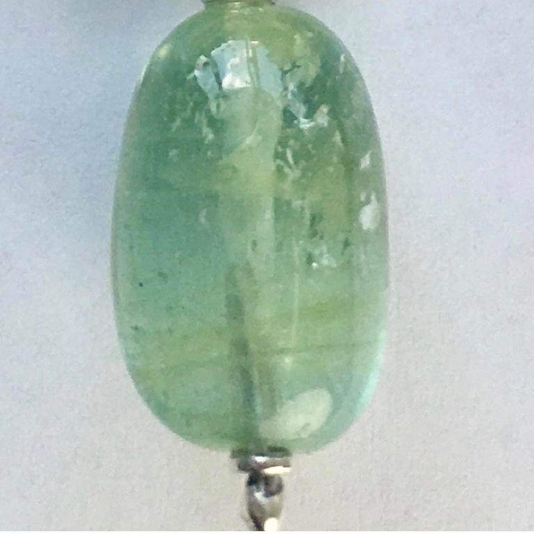 Green Beryl Drop Stud Silver Earrings For Sale at 1stDibs