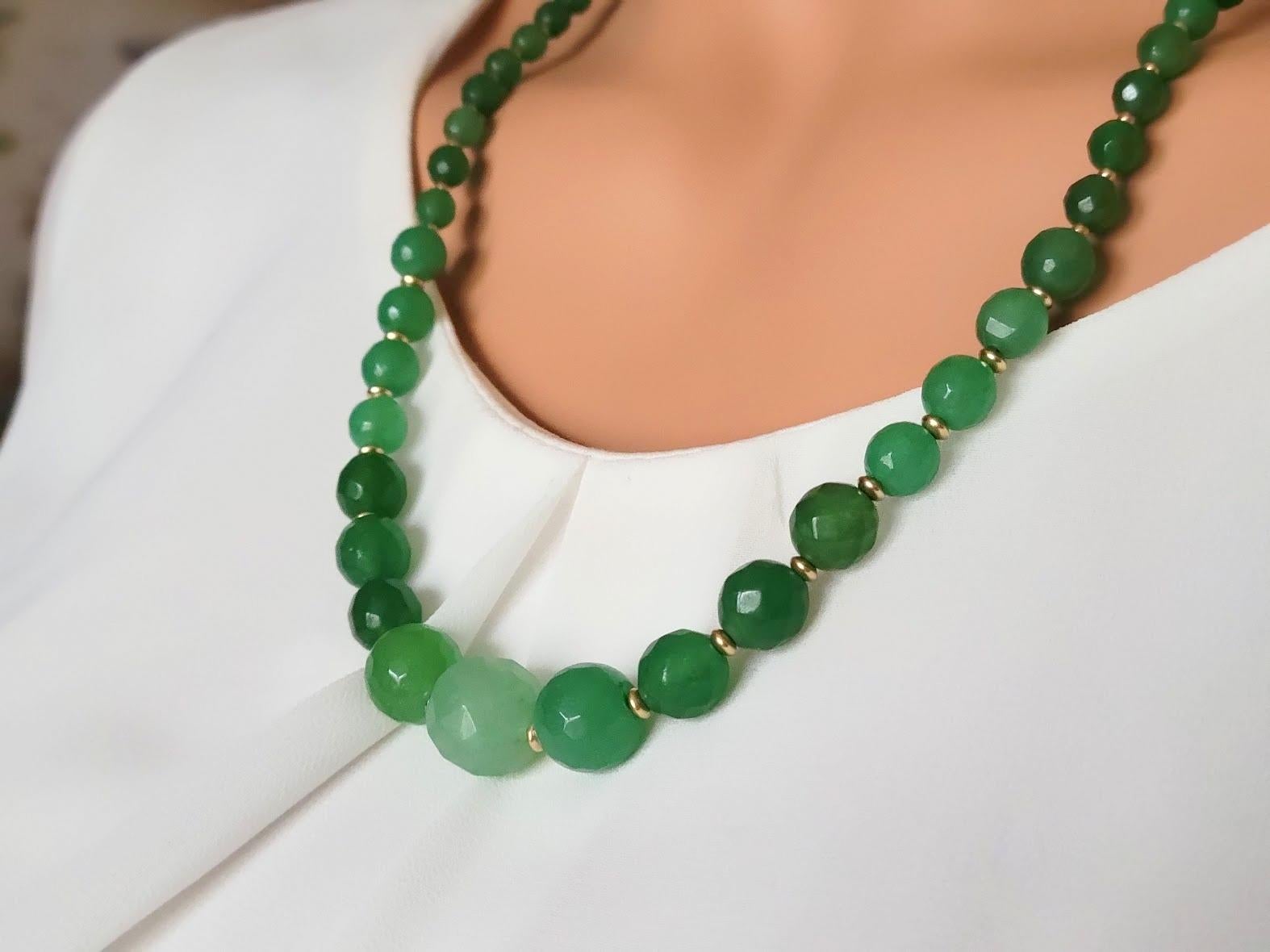 Bead Green Beryl Emerald Necklace For Sale
