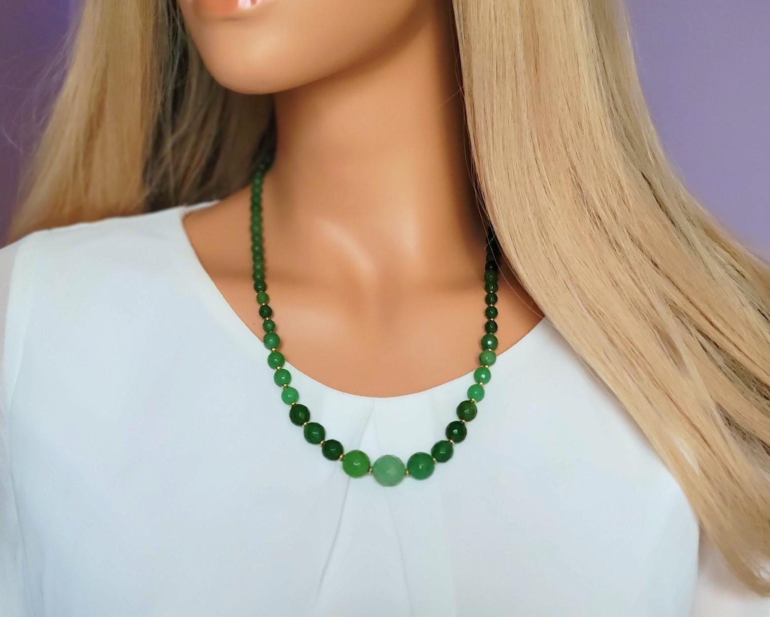 Bead Green Beryl Emerald Necklace For Sale