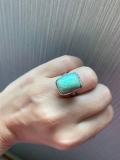 Green beryl silver ring