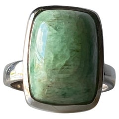 Green beryl silver ring