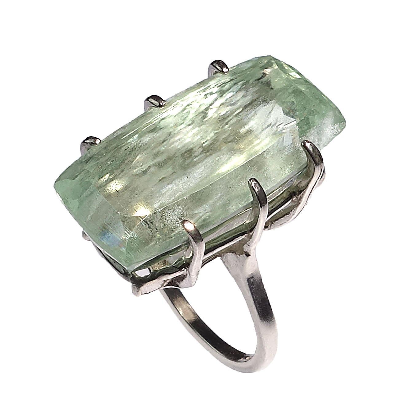 Green Beryl Sterling Silver Cocktail Ring 1