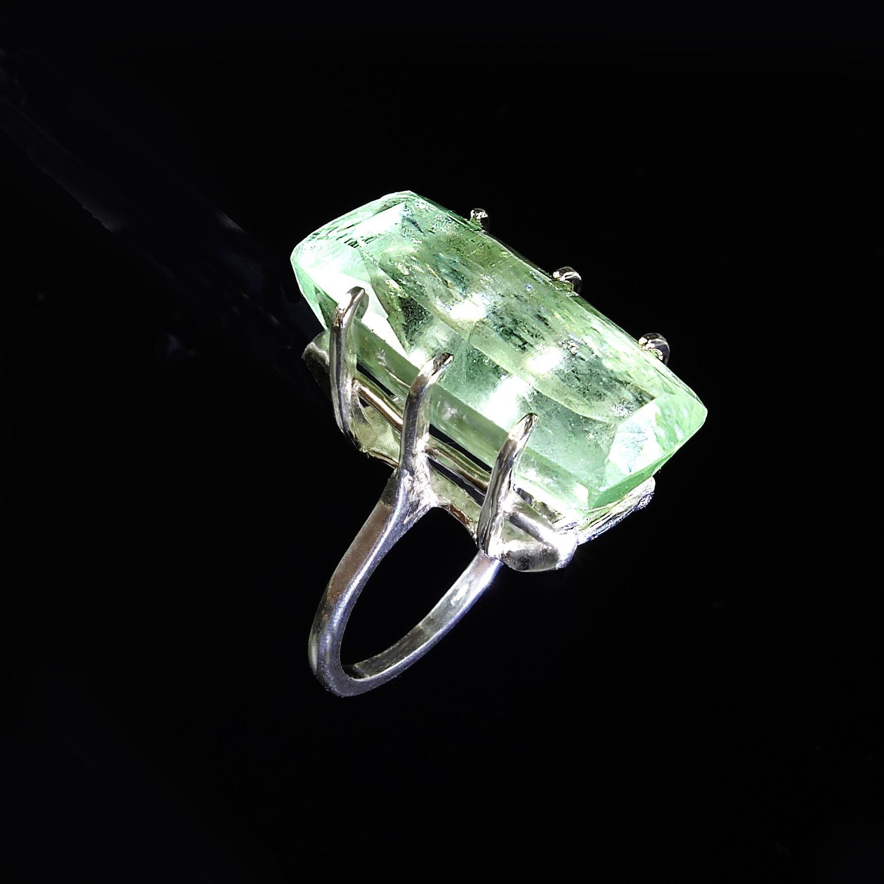 Green Beryl Sterling Silver Cocktail Ring 2