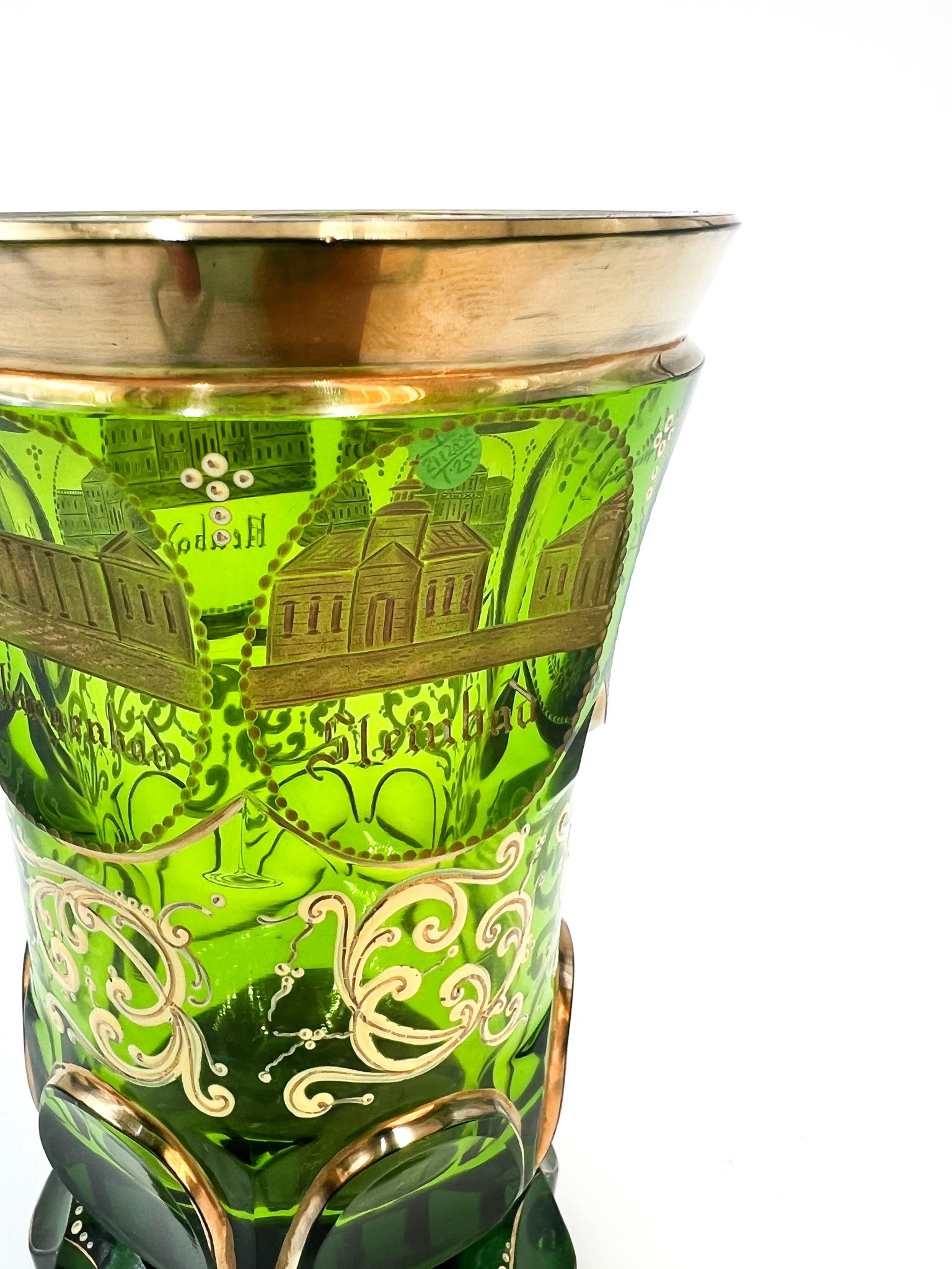 German Green Biedermeier Crystal Glass from the 1800s