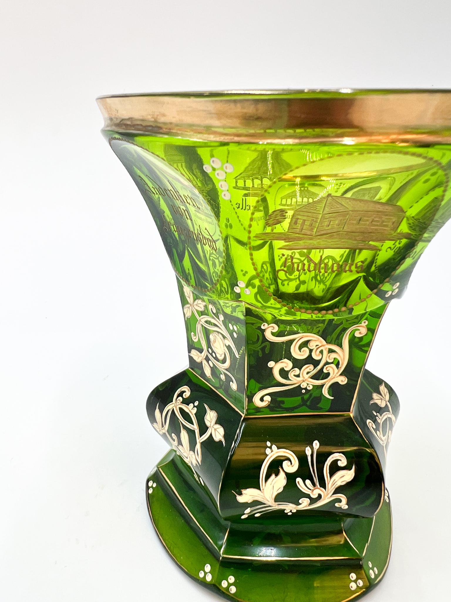 Green Biedermeier Crystal Glass from the 1800s In Good Condition In Milano, MI