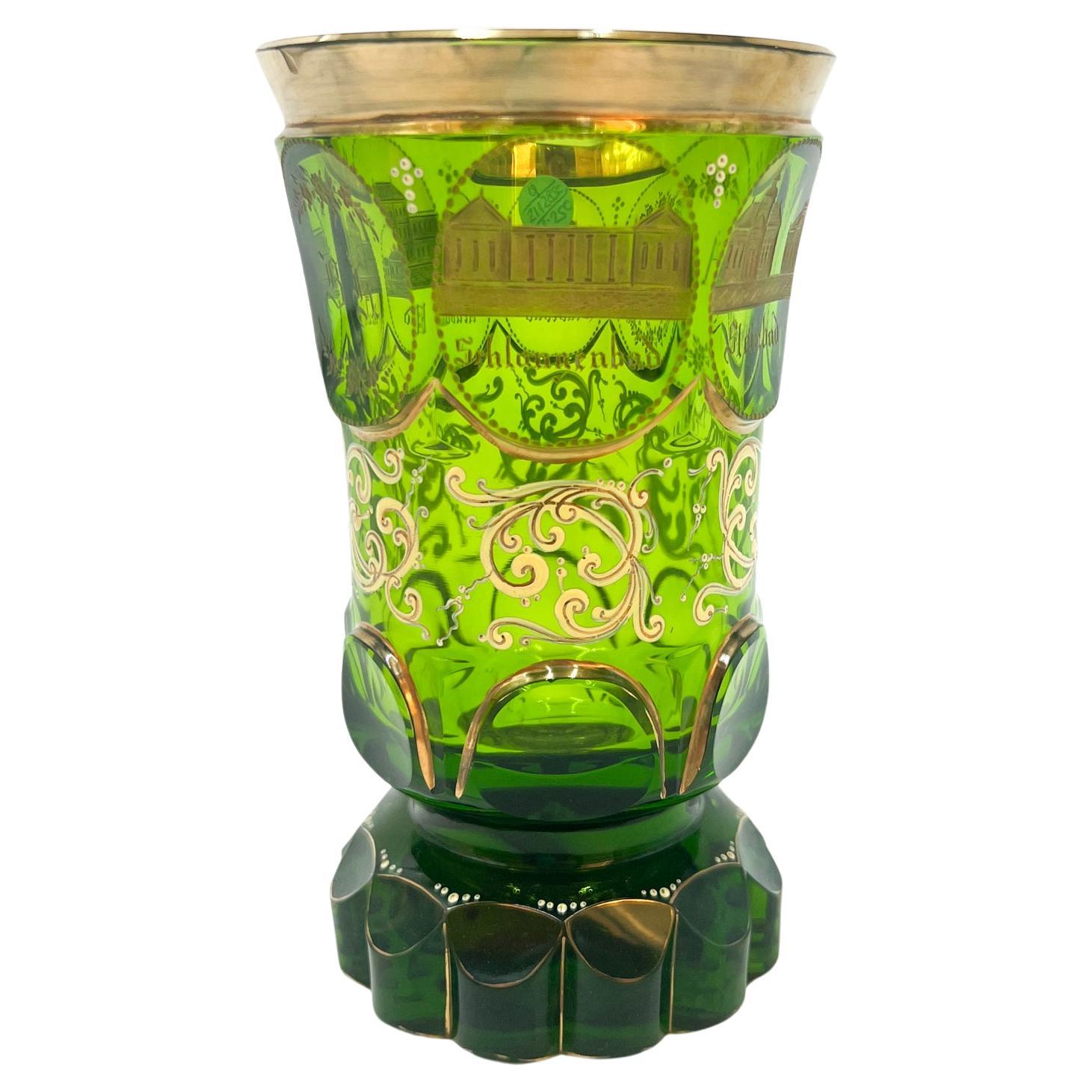 Green Biedermeier Crystal Glass from the 1800s