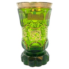 Antique Green Biedermeier Crystal Glass from the 1800s