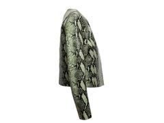 Green & Black Alice + Olivia Snakeskin Printed Leather Jacket