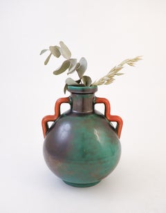 Grüne und schwarze Art-Déco-Vase, Upsala Ekeby Anna-Lisa Thomson, Schweden, 1930er Jahre