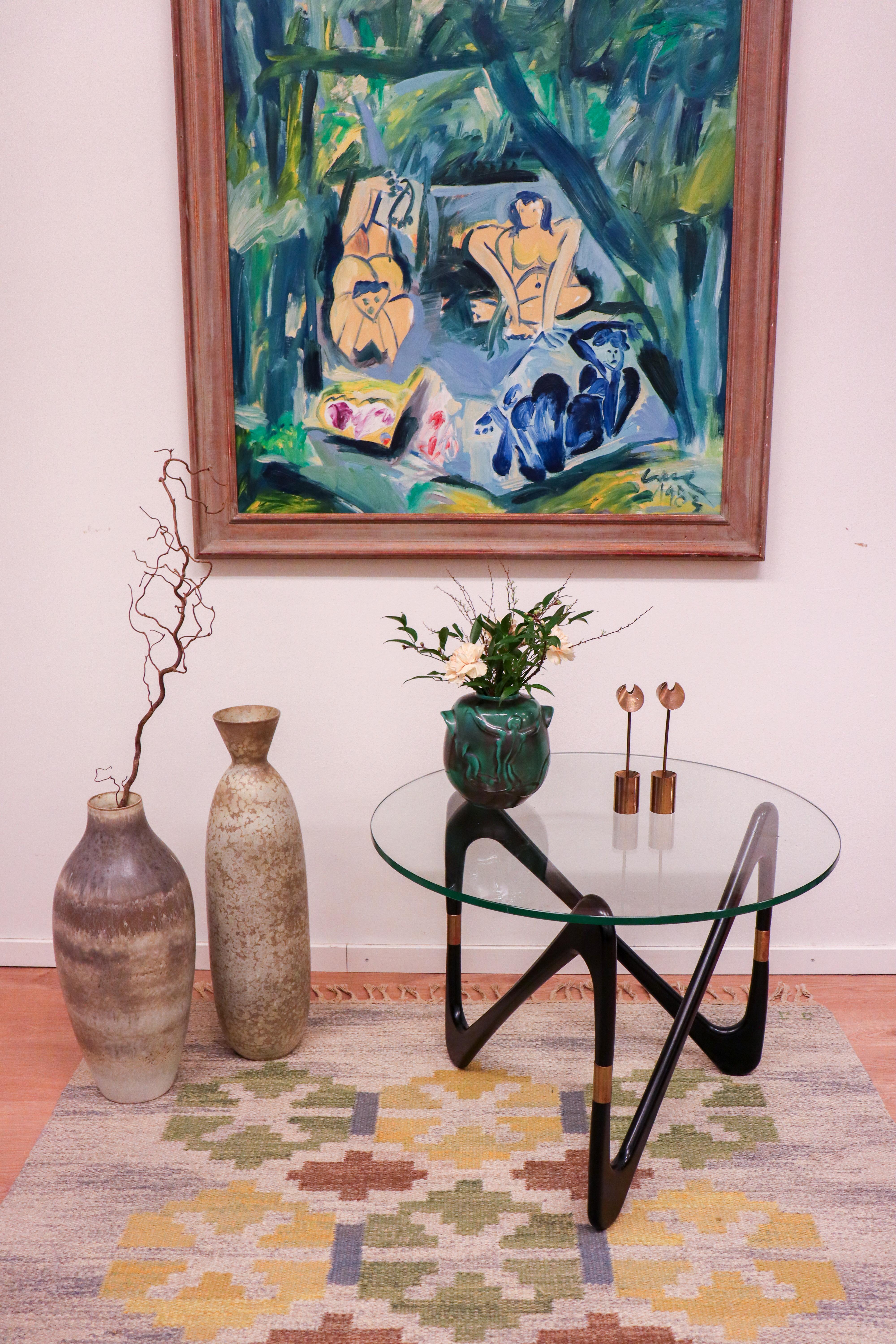 Jarrón Art Decó verde y negro, Upsala Ekeby, Suecia, década de 1940 en venta 1