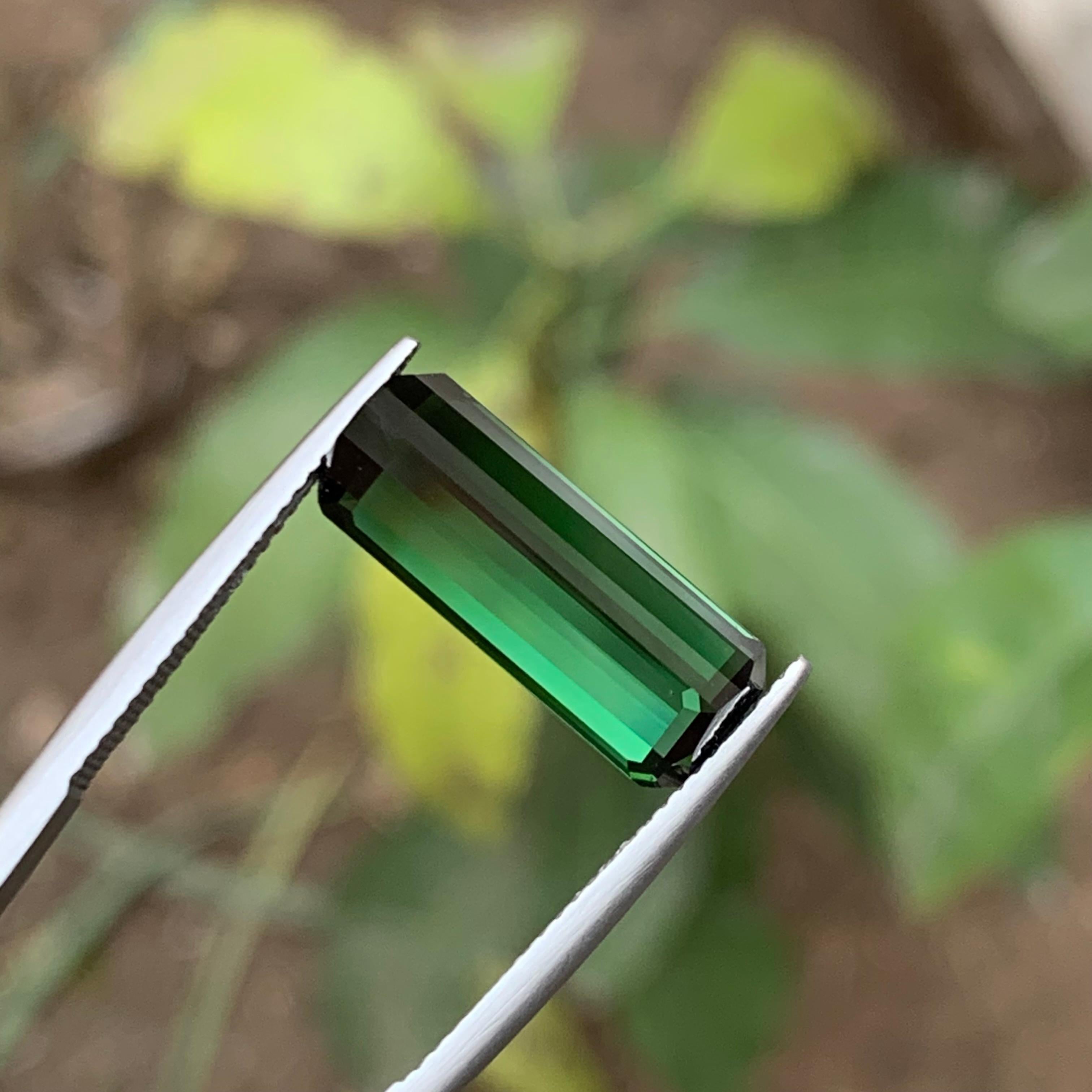 Green & Black Bicolor Natural Tourmaline Gemstone, 7.35 Ct Emerald Cut-Pendant For Sale 7