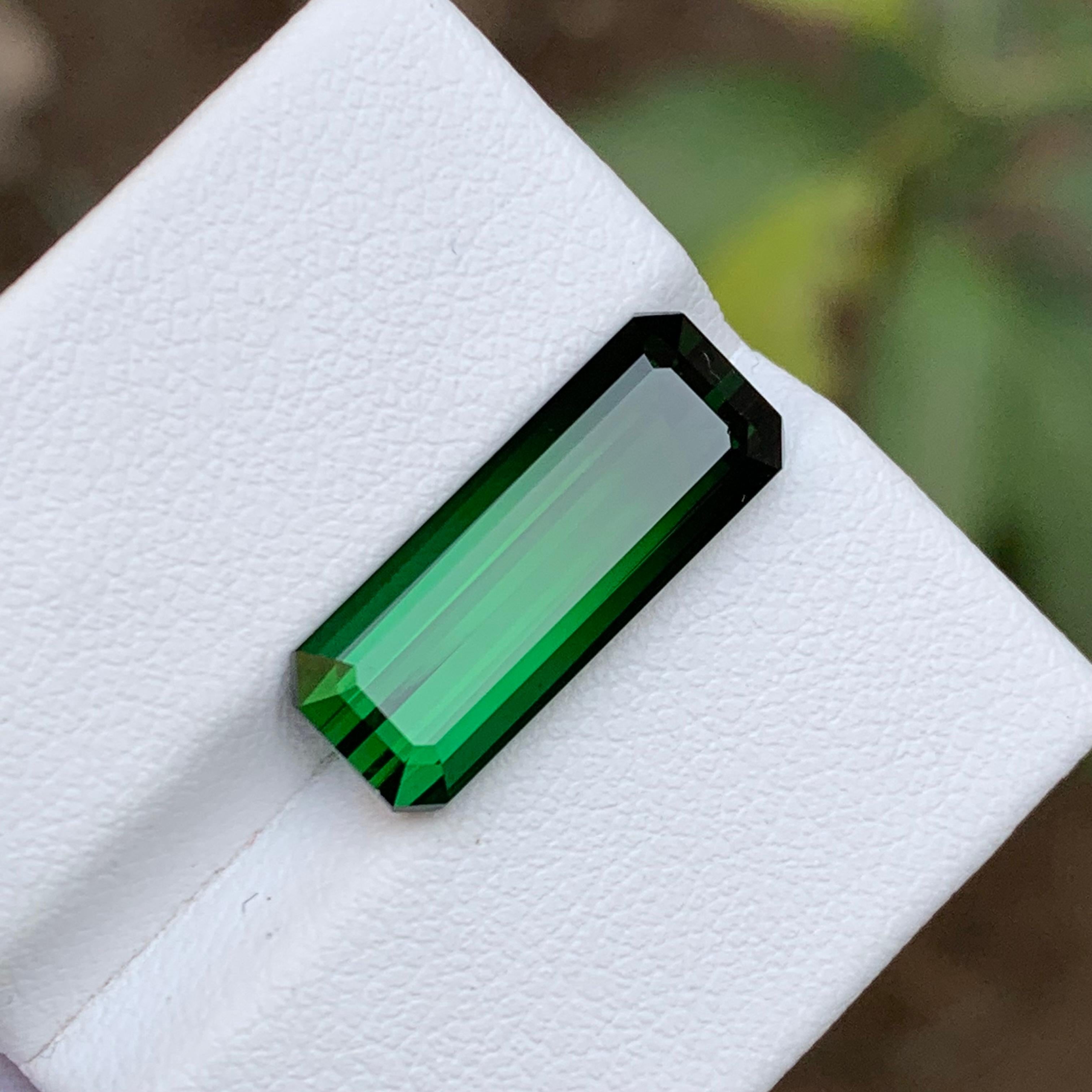 Green & Black Bicolor Natural Tourmaline Gemstone, 7.35 Ct Emerald Cut-Pendant For Sale 9