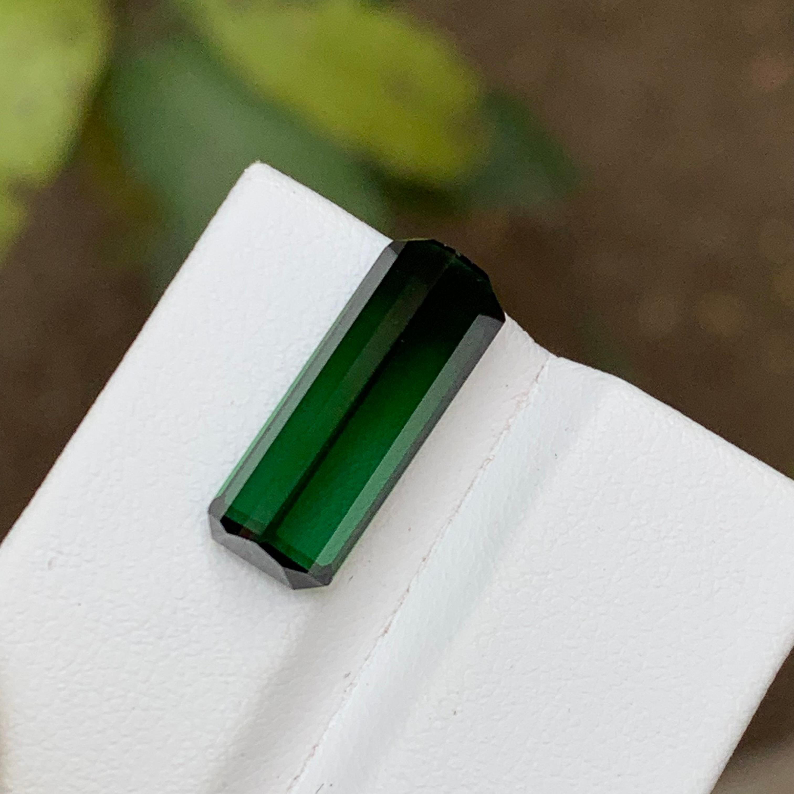 Green & Black Bicolor Natural Tourmaline Gemstone, 7.35 Ct Emerald Cut-Pendant For Sale 2