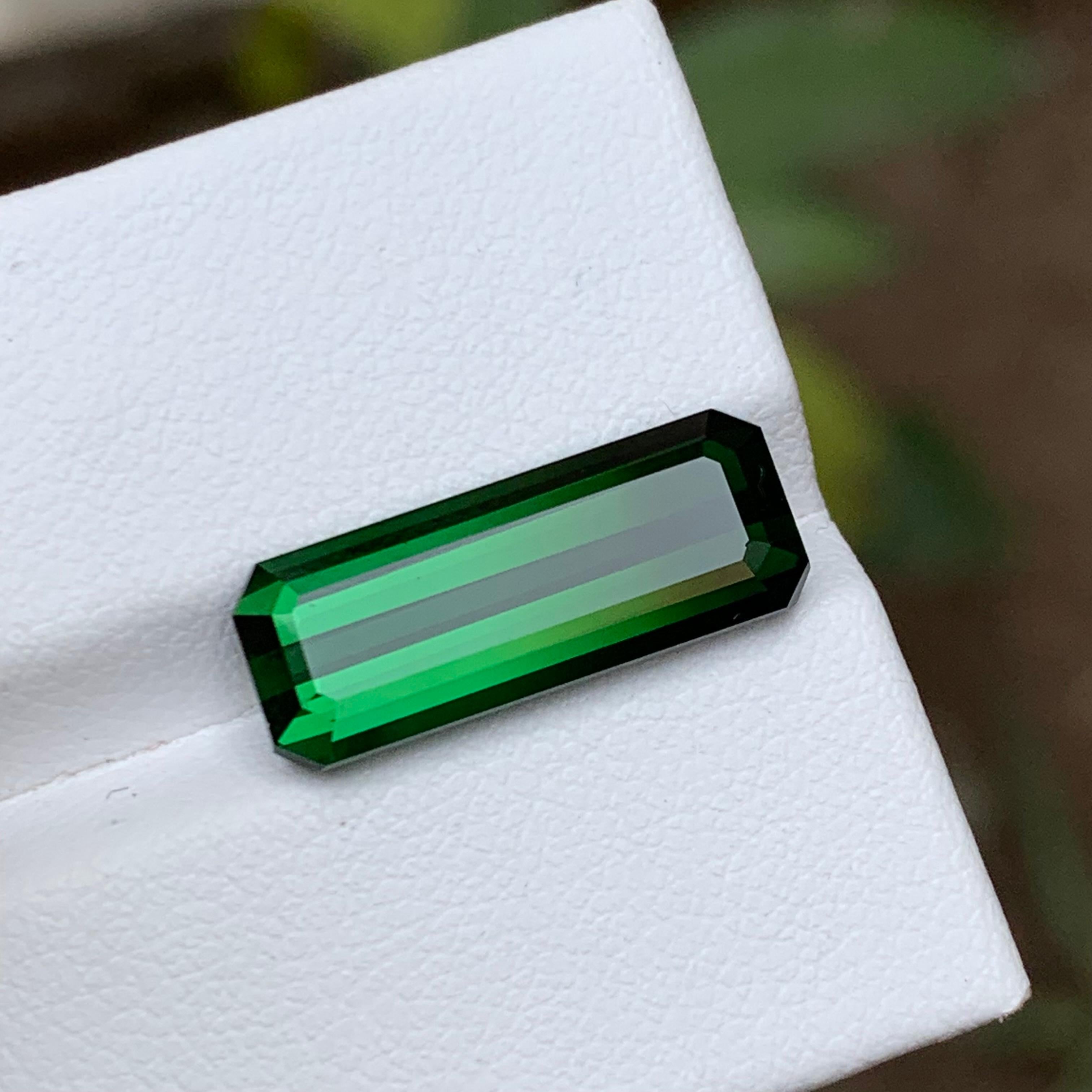 Green & Black Bicolor Natural Tourmaline Gemstone, 7.35 Ct Emerald Cut-Pendant For Sale 4