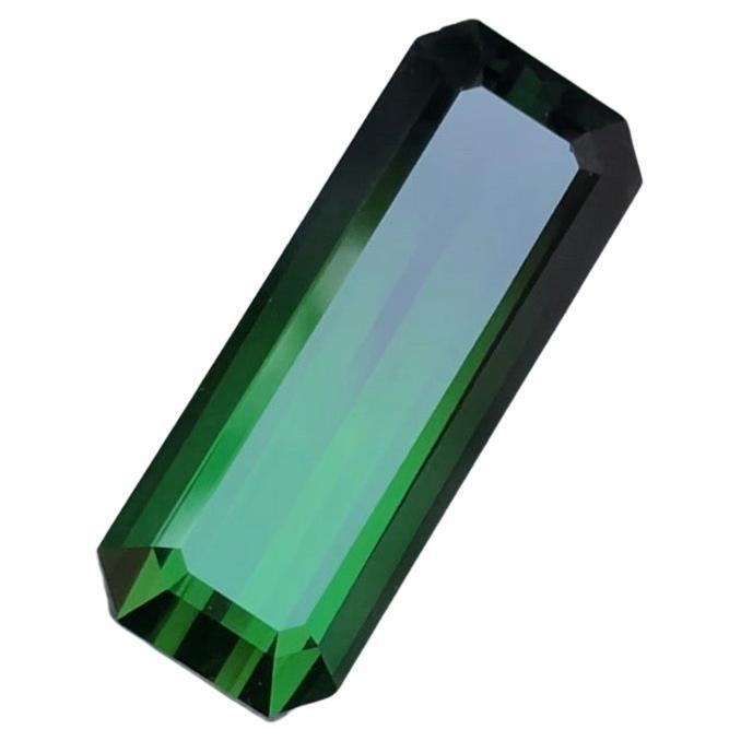 Green & Black Bicolor Natural Tourmaline Gemstone, 7.35 Ct Emerald Cut-Pendant For Sale