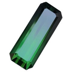 Pierre précieuse tourmaline naturelle bicolore verte et noire, pendentif de 7,35 carats taille émeraude