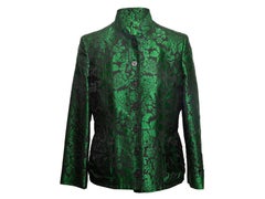 Green & Black Burberry Jacquard Evening Jacket Size US 10