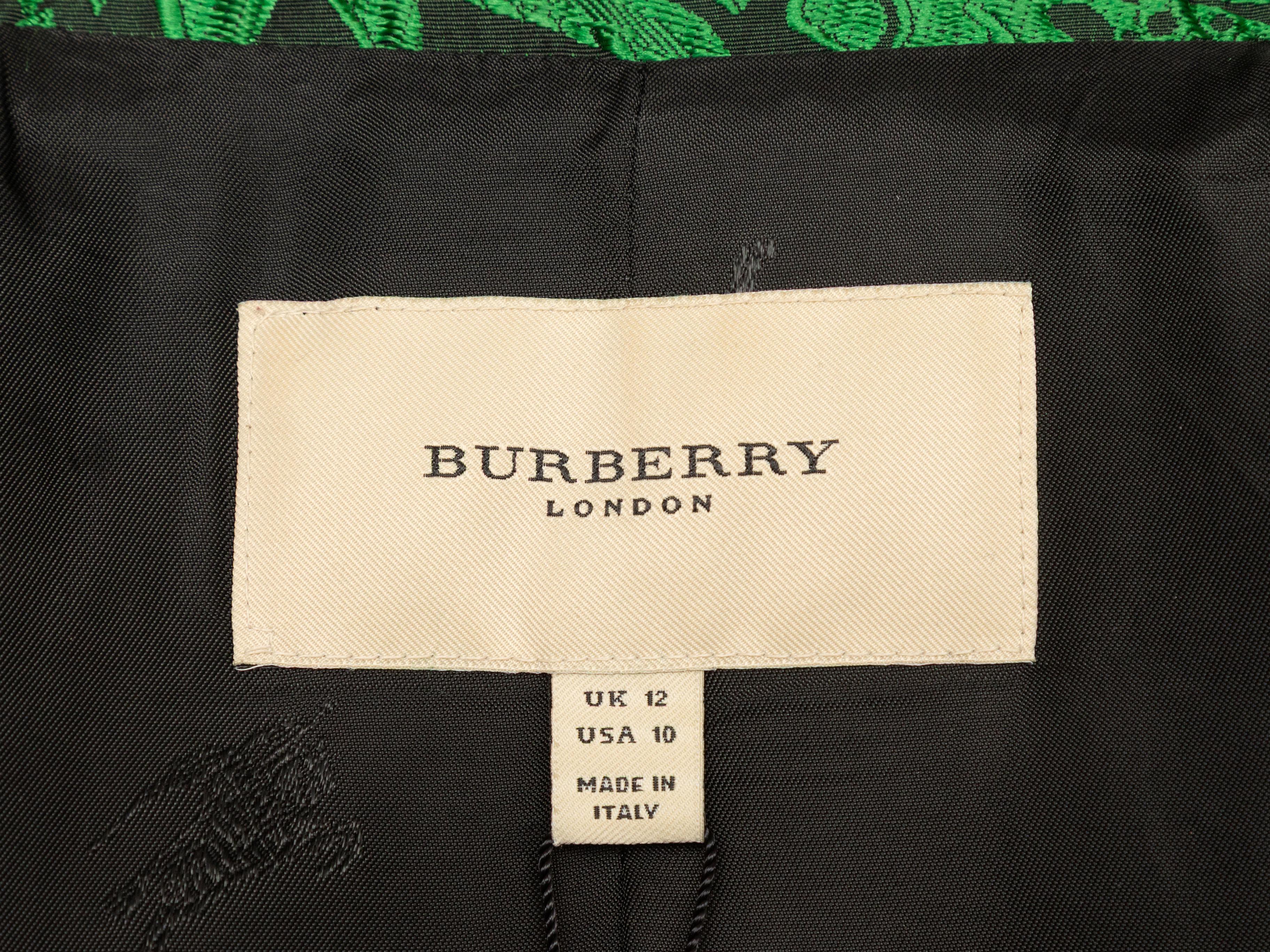 Grün & Schwarz Burberry Jacquard Abend Jacke Größe US 10 im Angebot 1