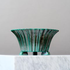 Green & Black Ceramic Art Deco Bowl by Upsala Ekeby, Sweden, 1930s