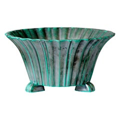 Green & Black Ceramic Art Deco Bowl by Upsala Ekeby, Sweden, 1930s