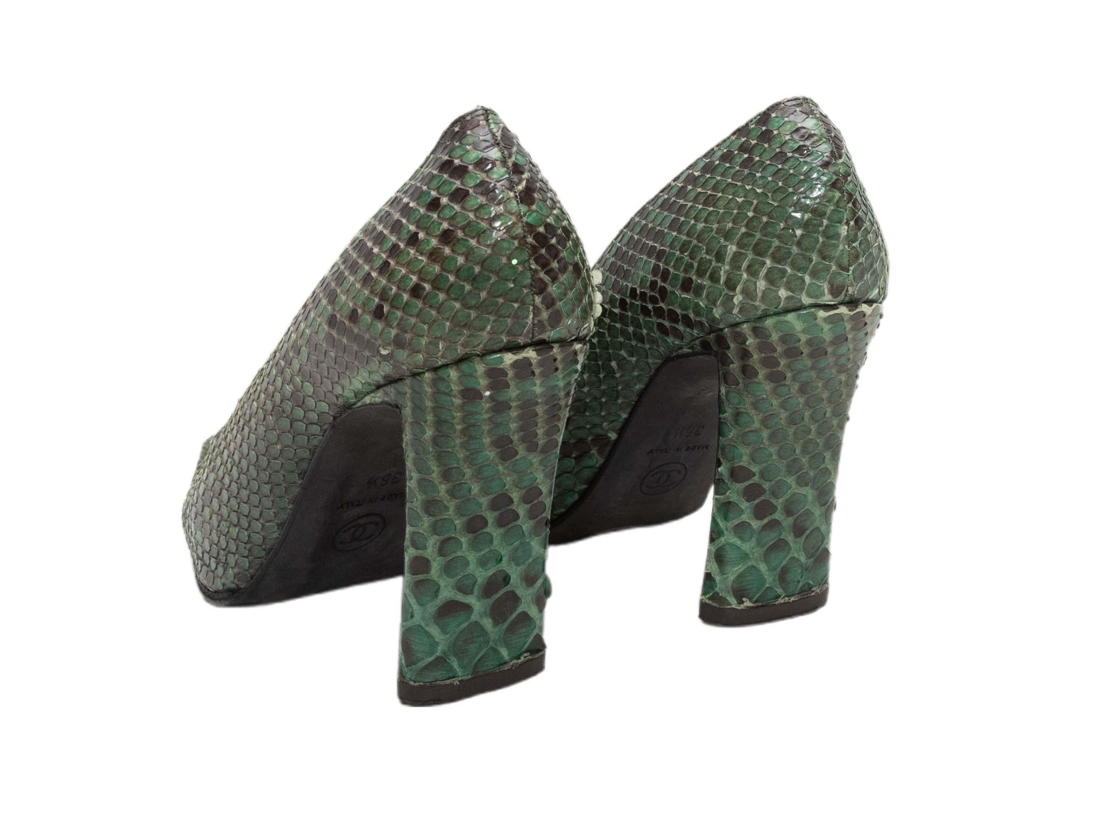 Green & Black Chanel Python Pointed-toe Pumps - image 4