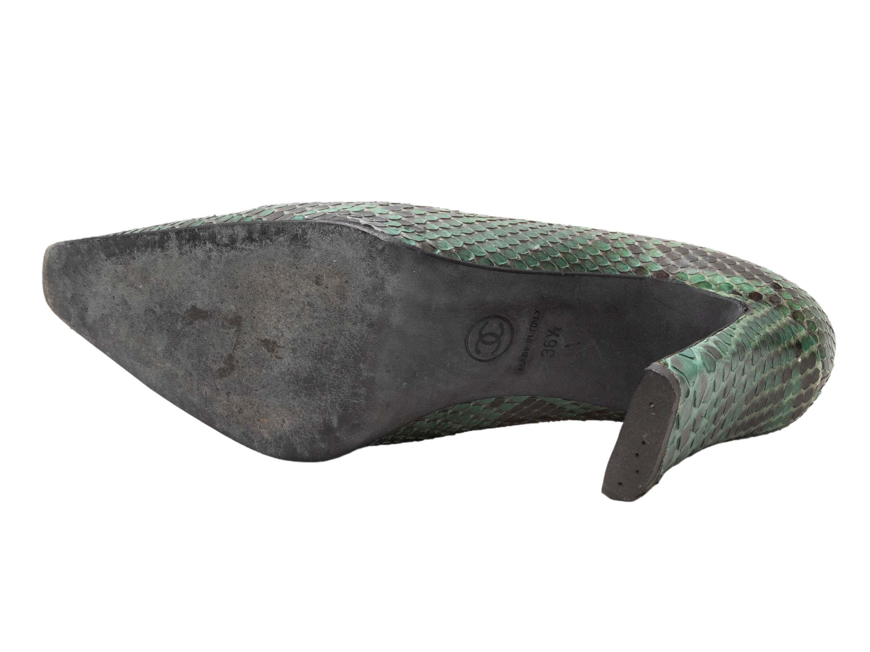 Green & Black Chanel Python Pointed-toe Pumps - image 5