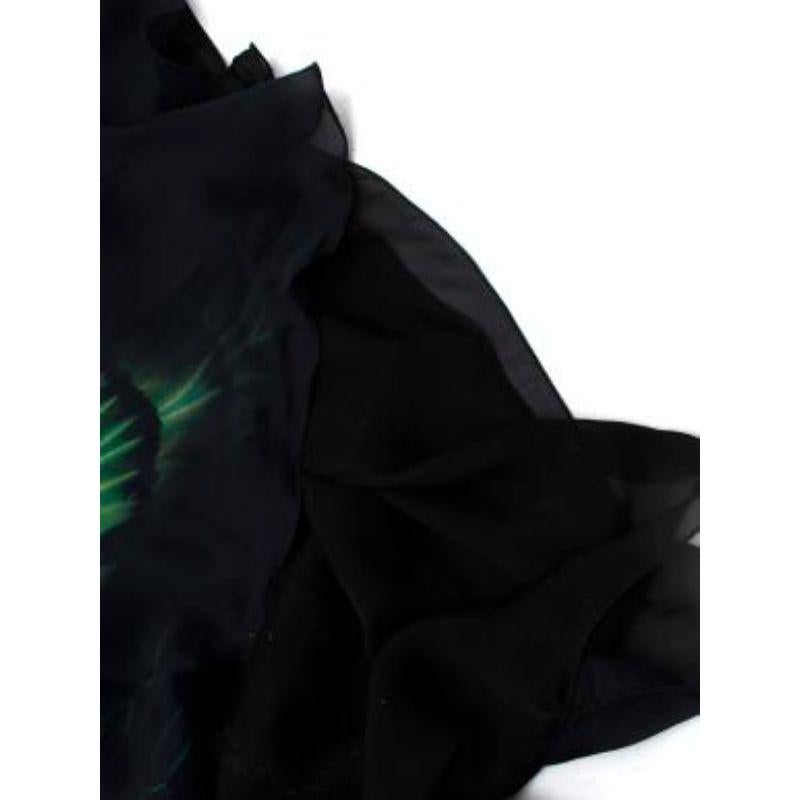 Green & Black Feather Print Silk Kaftan For Sale 1