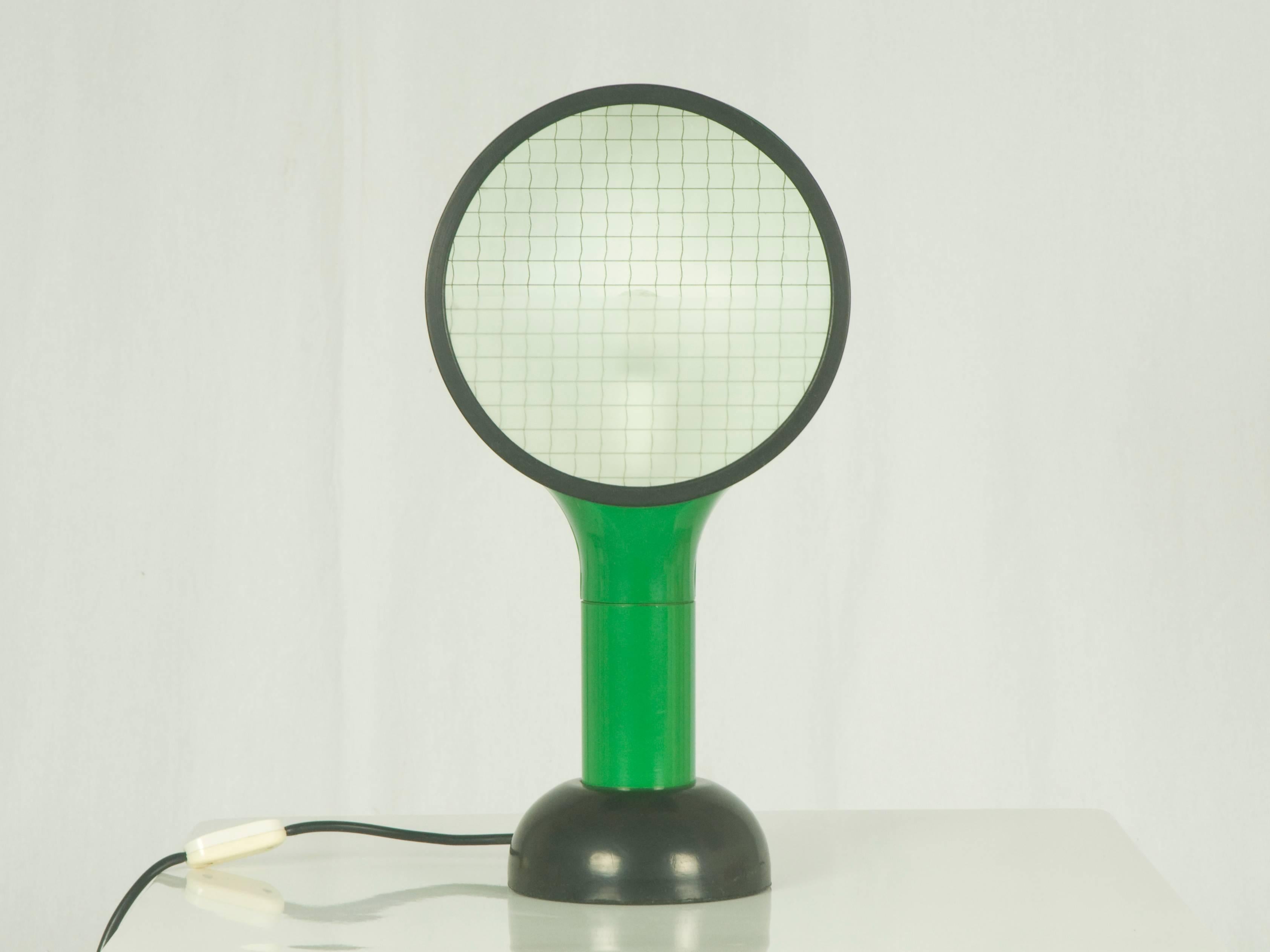 This table lamp was designed in Italy by Adam Thiani and Alberto dal Lago in 1974, and it was manufactured by Francesconi. It is made from Plastic, rubber and glass. Perfect condition.
