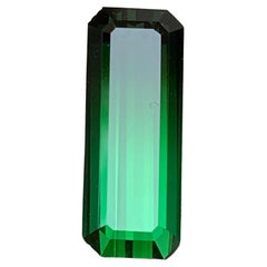 Anello con tormalina naturale verde e nera bicolore, gemma sciolta da 7,35 carati con taglio smeraldo