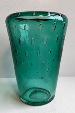 Green Blenko Vase with Air Bubbles, 1950s
