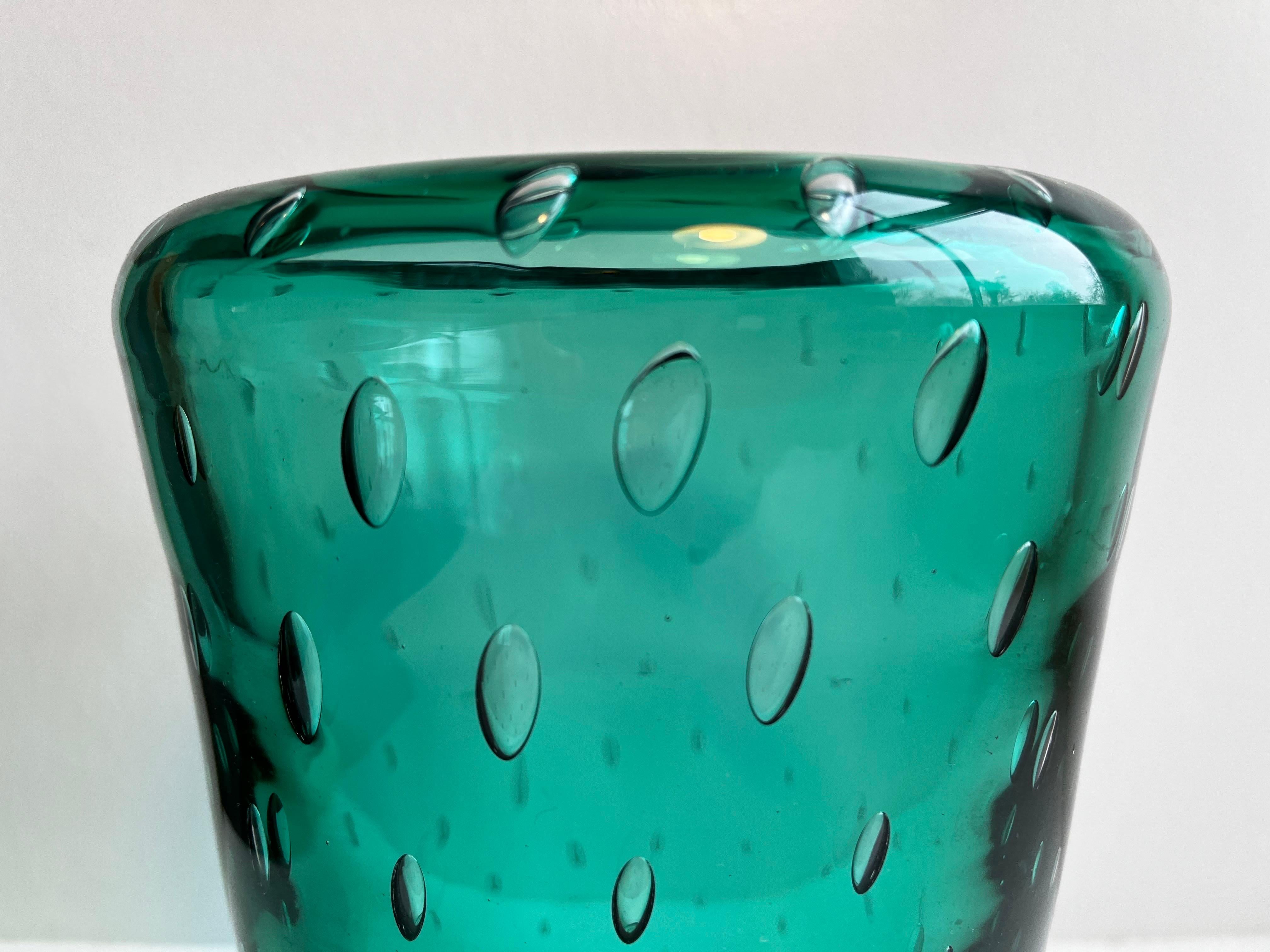 Mid-Century Modern Green Blenko Vase with Air Bubbles, 1950s