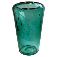Jarrón Blenko verde con burbujas de aire, años 50