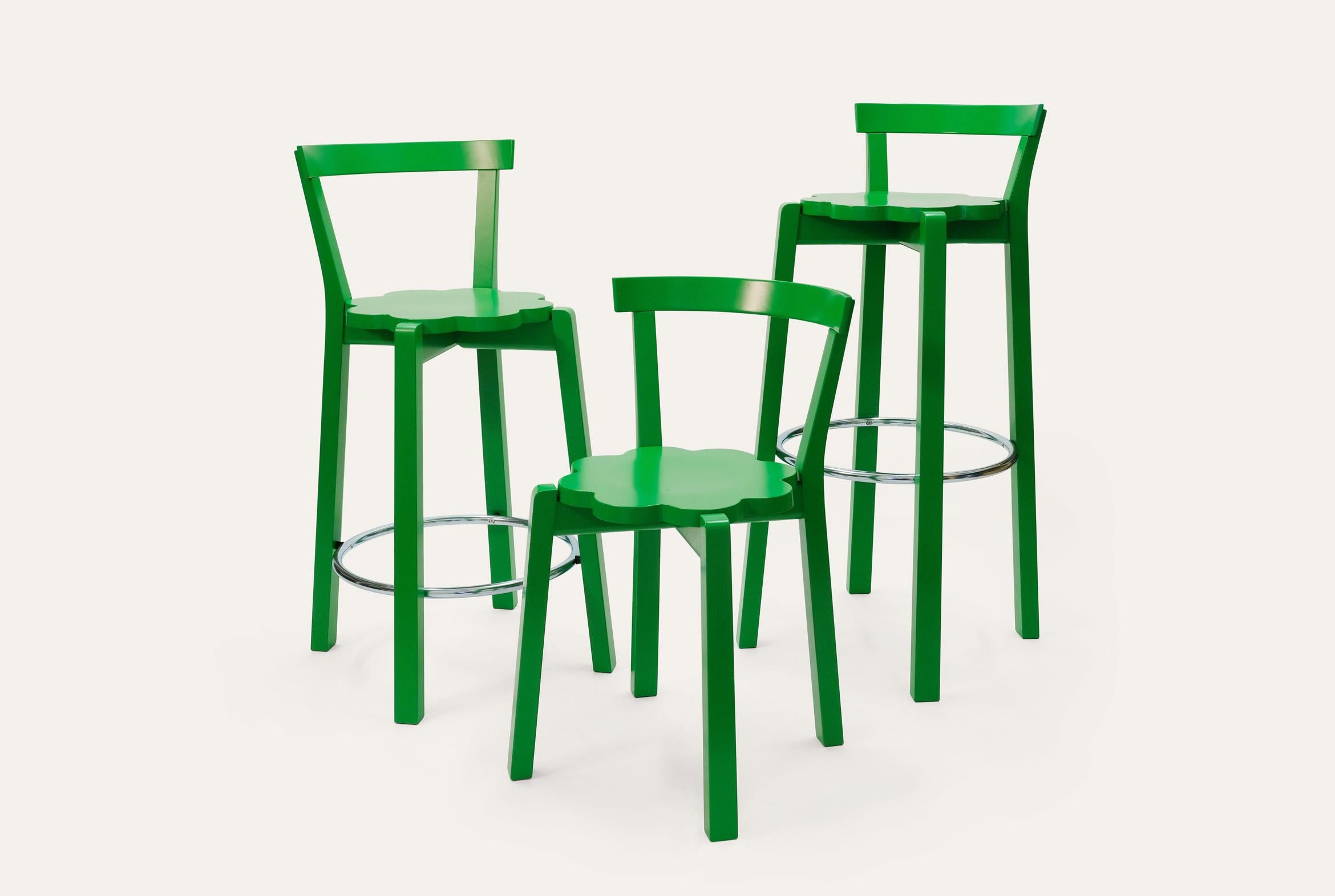 Post-Modern Green Blossom Bar Chair by Storängen Design For Sale