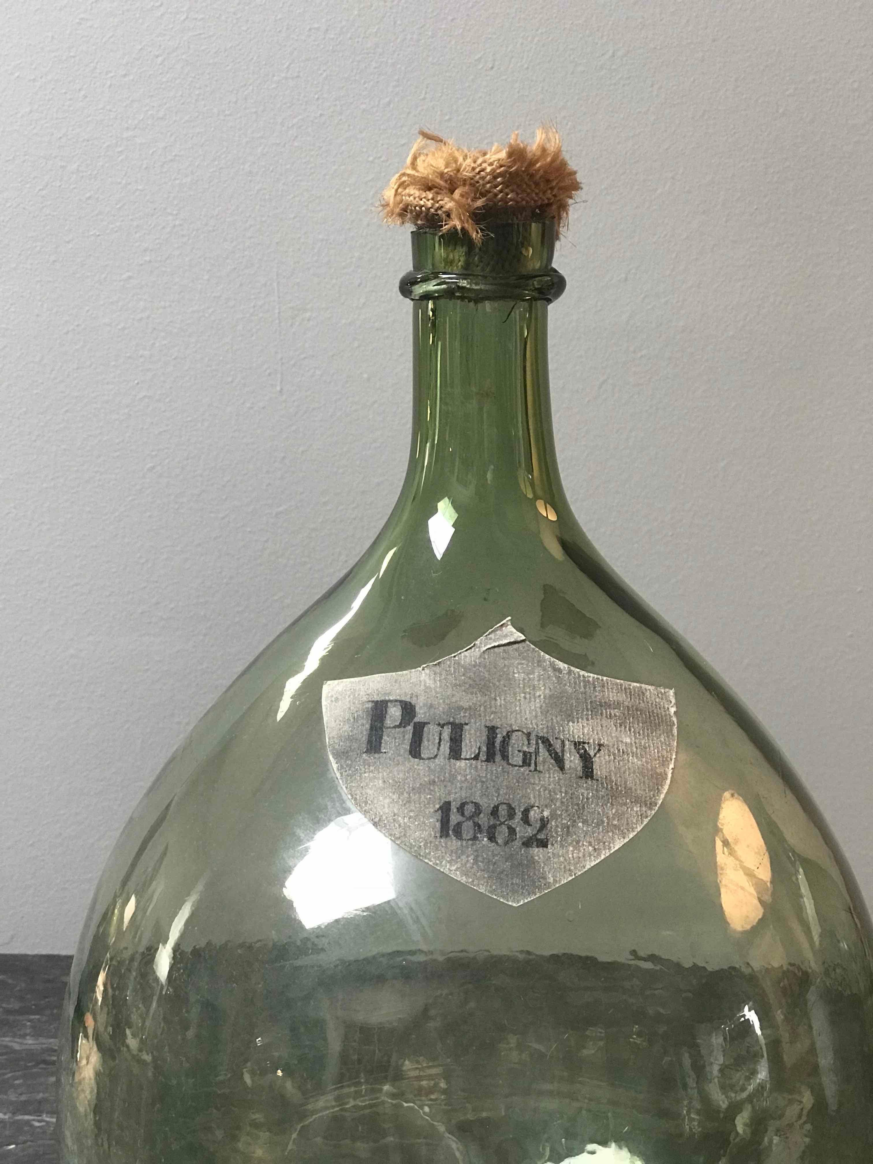 Italian Green Blown Glass Bottle with 