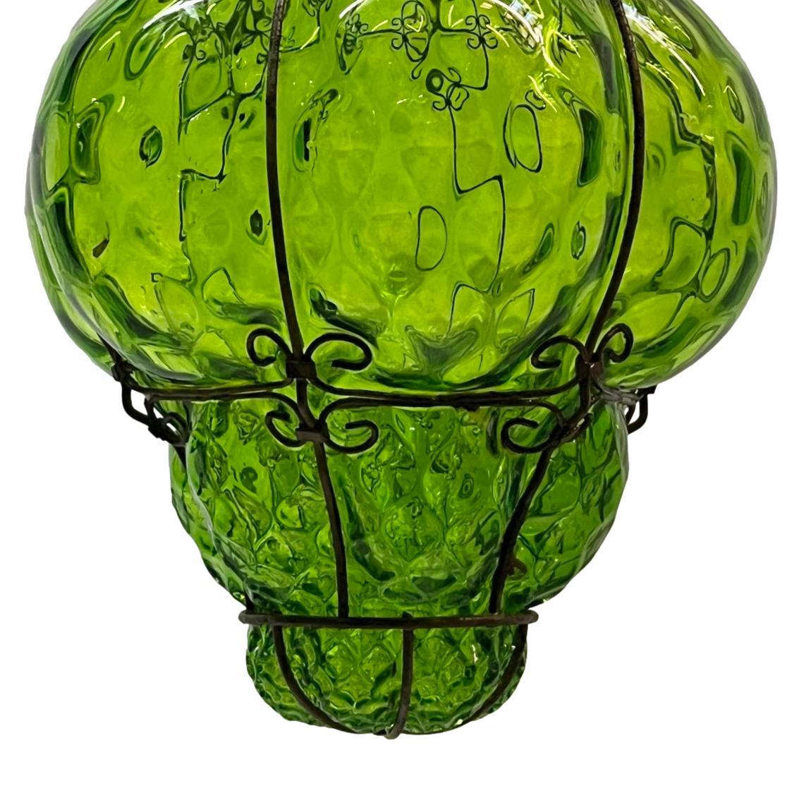 Laterne aus grünem geblasenem Glas (Italienisch) im Angebot