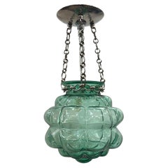 Vintage Green Blown Glass Lantern