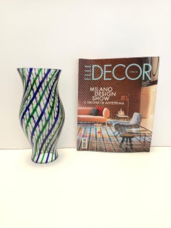 Green, Blue, Bronze and Clear Murano Glass Vase by Irene Paolo, Italy 1990s