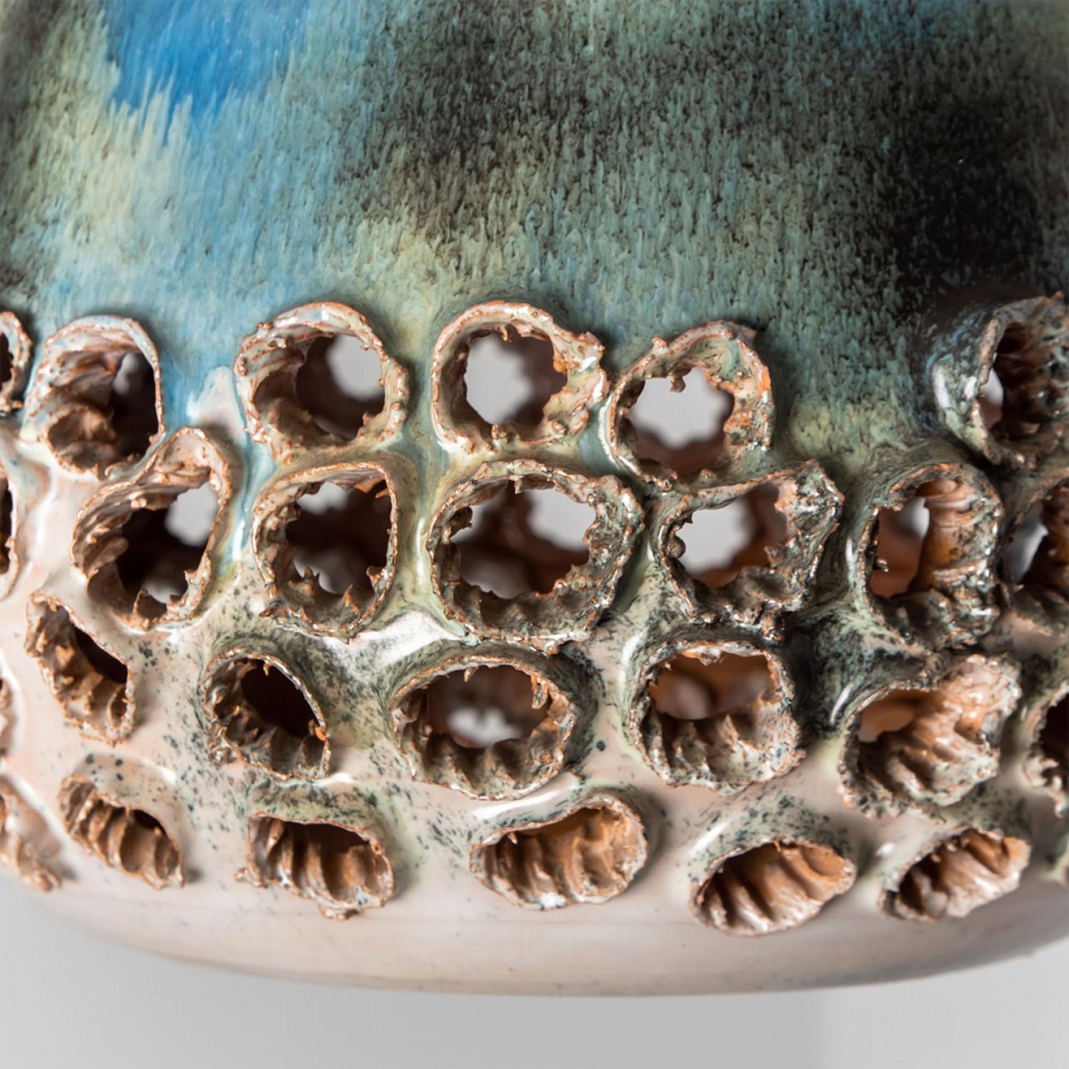 Altro Lampada a sospensione in ceramica verde e blu, Danimarca, 1970 in vendita